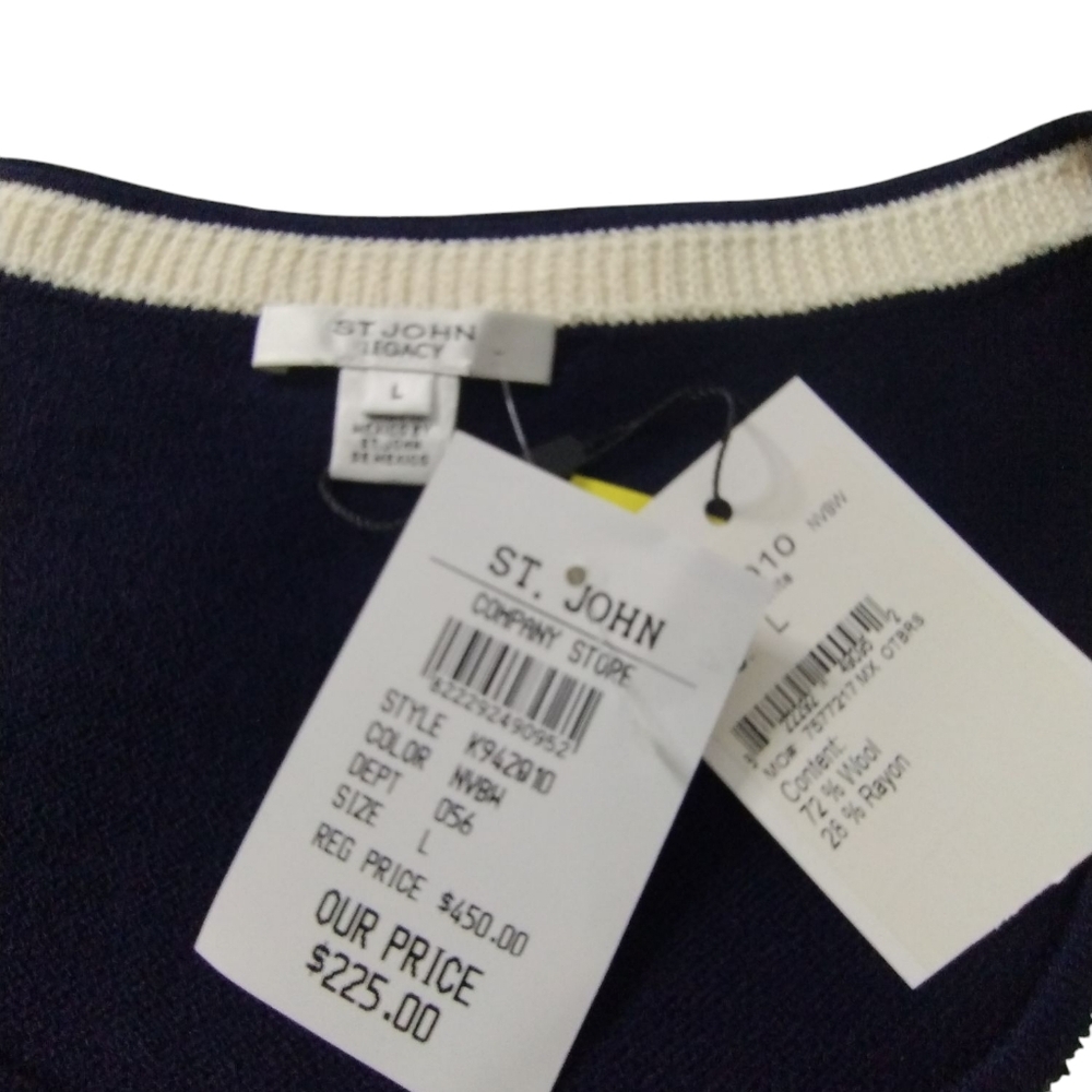 St. John Women's Size Large Santana Knit Sleeveless Sweater Top Old Money Quiet‎ - Picture 3 of 8
